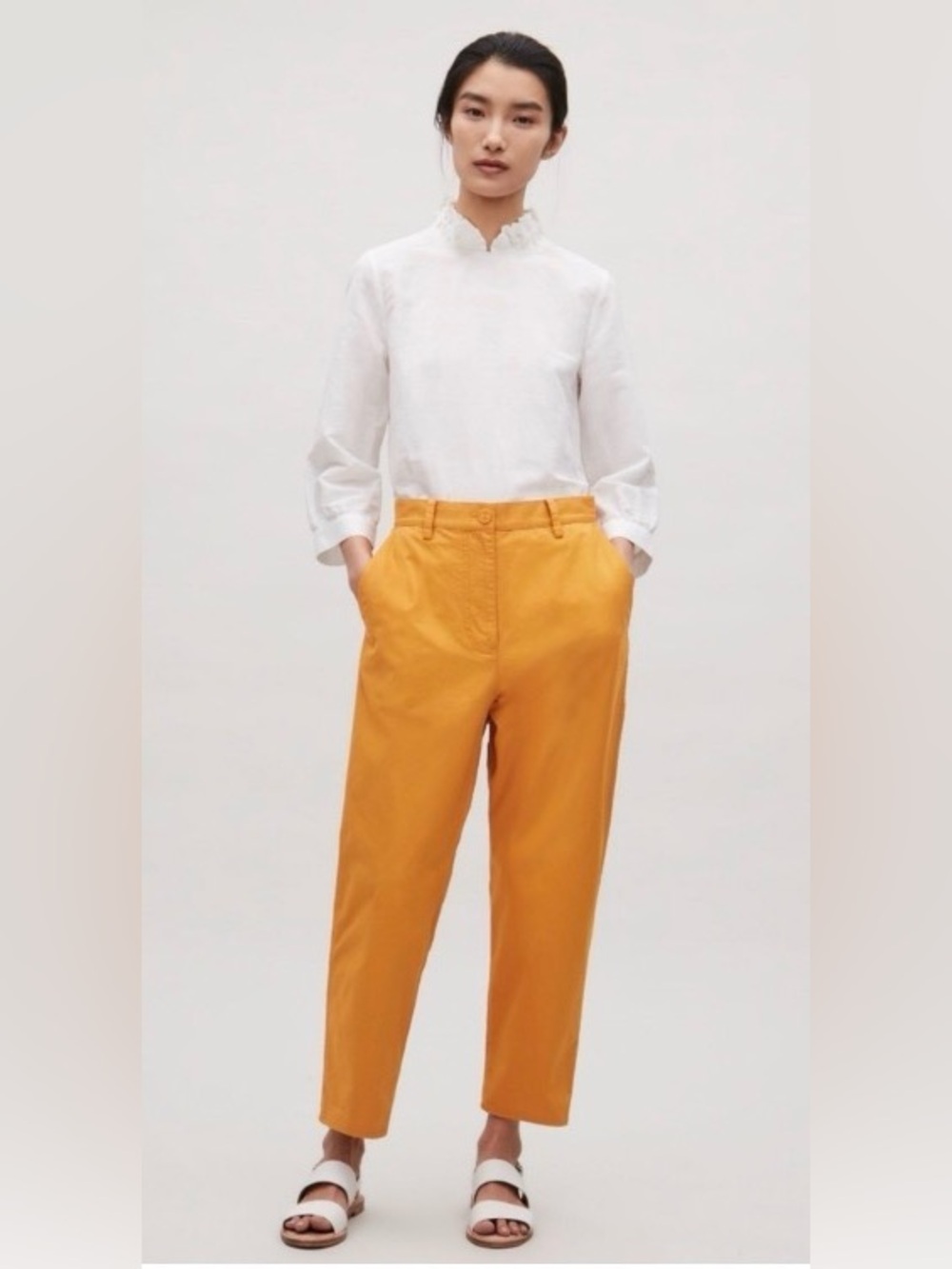 COS Relaxed Twill Orange High Rise Chinos
